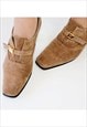 SQUARE TOE 90S HEELS GENUINE SUEDE LEATHER VINTAGE SHOES 