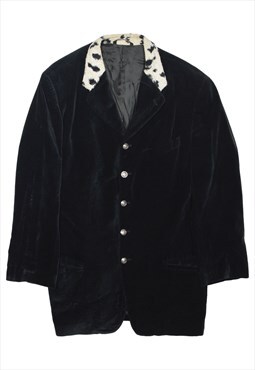 VERSACE Blazer Velvet Jacket Black 90s Womens M