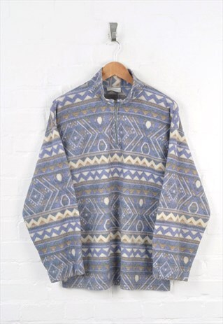 VINTAGE FLEECE 1/4 ZIP PATTERN BLUE MEDIUM