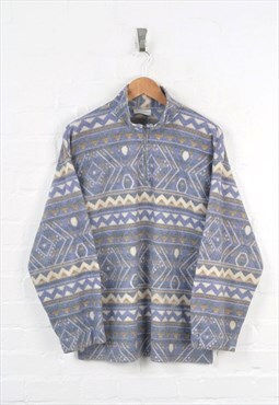 Vintage Fleece 1/4 Zip Pattern Blue Medium