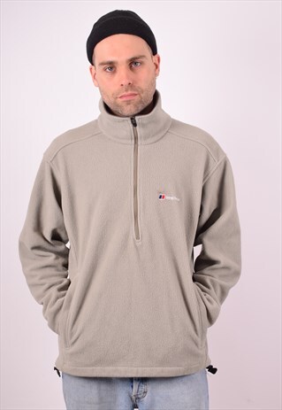 BERGHAUS MENS VINTAGE FLEECE JUMPER XL GREEN 90S