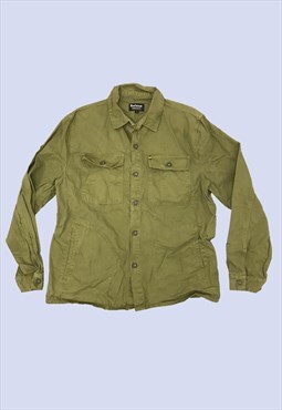 Khaki Green Jacket Mens XL Denim Button Up Cotton 