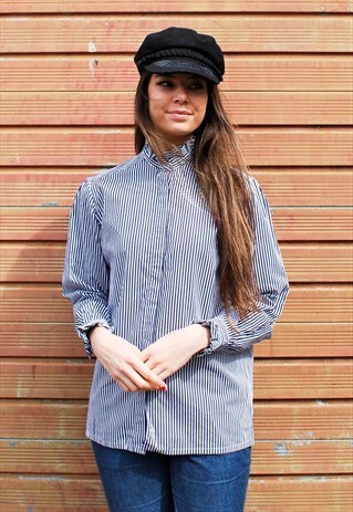 VINTAGE 70S FRILL COLLAR STRIPED SHIRT