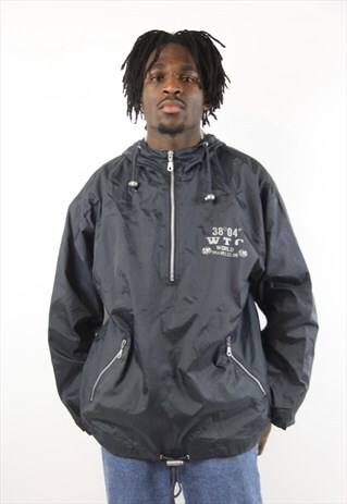 VINTAGE NAVY SPORTS 1/2 ZIP SHELL JACKET