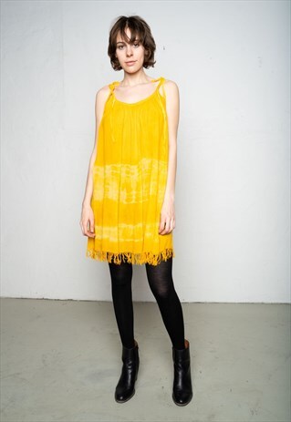 HONEY YELLOW TIE DYE SUMMER DRESS M
