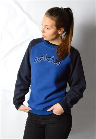 2004 BLUE COLOUR BLOCK EMBROIDERED ADIDAS LOGO SWEATSHIRT