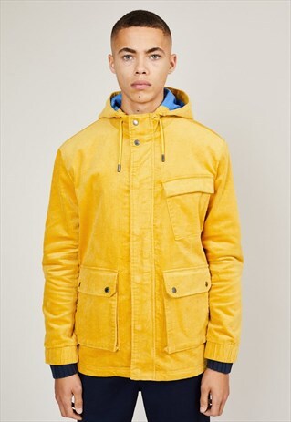 YELLOW CORDUROY ZIP FRONT JACKET