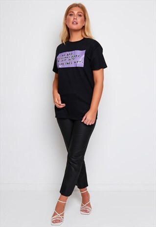 'NO BAD FEELINGS BABY' PRINTED T-SHIRT