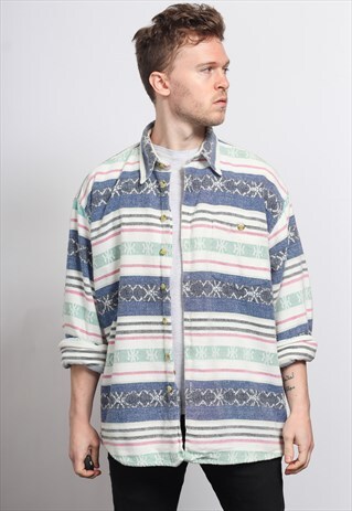 VINTAGE AZTEC PATTERNED SHIRT