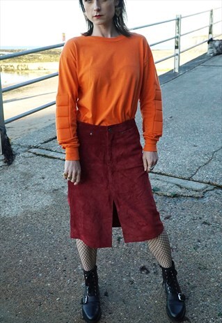 RED SUEDE SKIRT