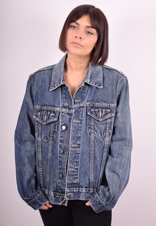 GAS WOMENS VINTAGE DENIM JACKET MEDIUM BLUE 90S