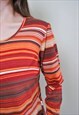 VINTAGE CAPSULE BLOUSE, STRIPED PULLOVER BLOUSE STRETCHY 
