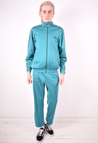 ASICS MENS VINTAGE FULL TRACKSUIT SMALL BLUE 90S