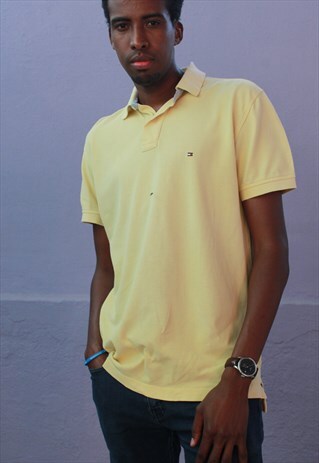 VINTAGE TOMMY HILFIGER POLO SHIRT YELLOW L
