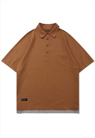 KALODIS VINTAGE LAPEL FAKE TWO-PIECE POCKET POLO SHIRT