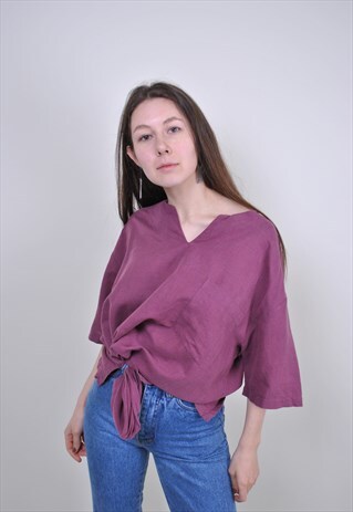VINTAGE RED WORK SHIRT, 90S CASUAL HERITAGE COTTON BLOUSE