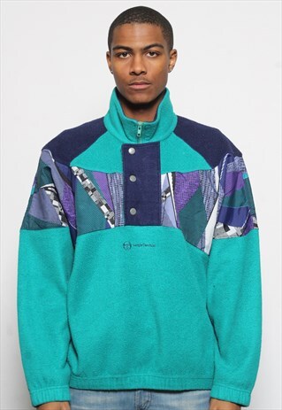 VINTAGE SERGIO TACCHINI 1/4 ZIP FLEECE TURQUOISE