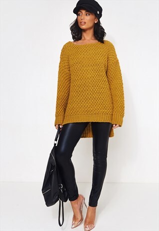 OVERSIZED WAFFLE STYLE MUSTARD JUMPER