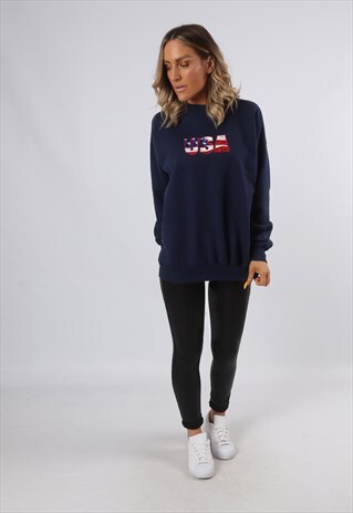 SWEATSHIRT JUMPER OVERSIZED USA LOGO UK 16 - 18 (O4M)