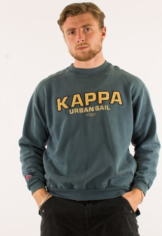 VINTAGE 90S BLUE KAPPA SPELLOUT CREWNECK SWEATSHIRT