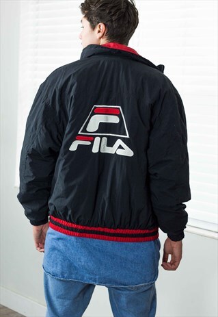 VINTAGE FILA PUFFA COAT JACKET LOGO 90S M 23.5