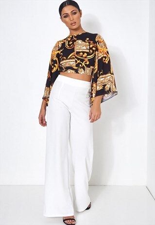 BLACK SCARF PRINT BLOUSE