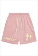 Star print skater shorts premium rave pants in pink