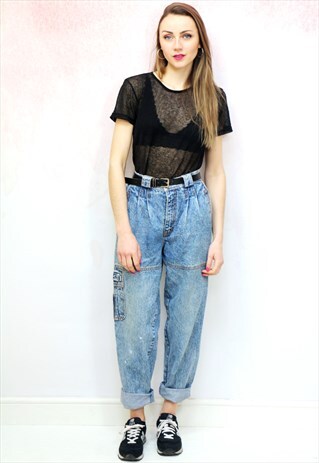 1990S VINTAGE BLUE HIGH WAIST RELAXED JEANS