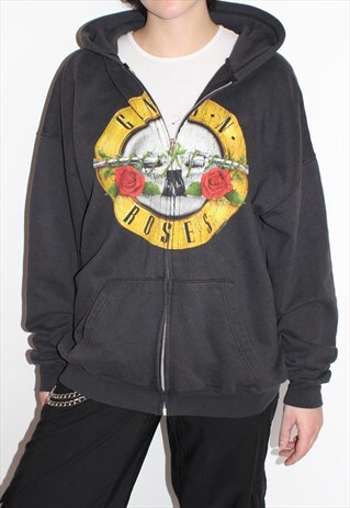 VINTAGE GUNS & ROSES UNISEX ZIP UP BAND HOODIE
