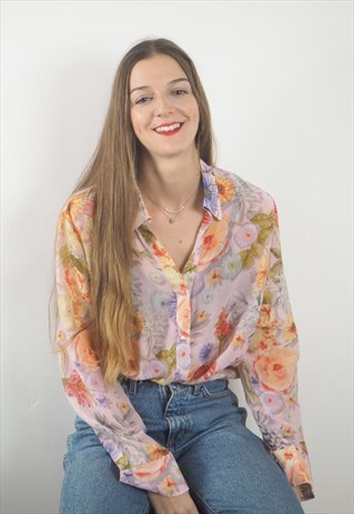 VINTAGE BRIGHT FLORAL JO SHIRT