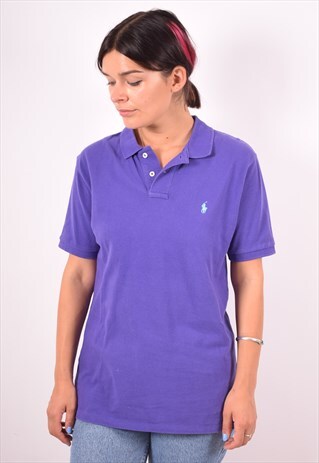 POLO RALPH LAUREN WOMENS VINTAGE POLO SHIRT LARGE PURPLE 90S
