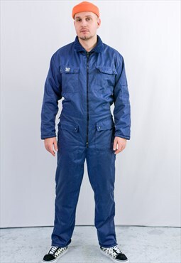 Vintage insulated jumpsuit in blue mechanic work suit boiler