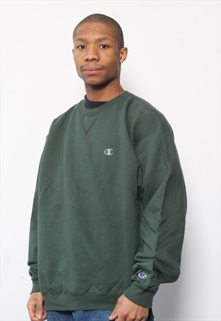 VINTAGE CHAMPION EMBROIDERED LOGO SWEATSHIRT GREEN