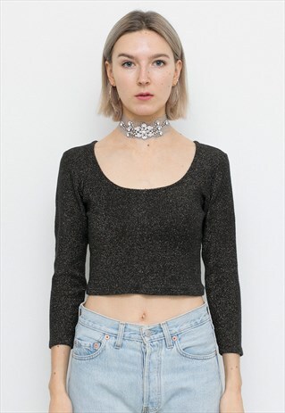 BLACK LUREX CROP TOP