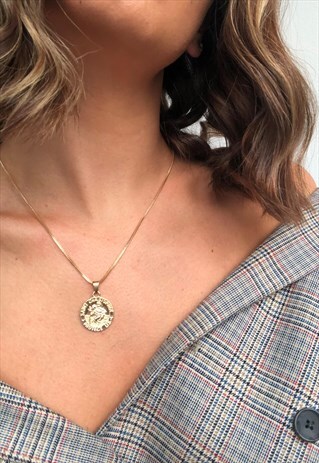 24" SAINT CHRISTOPHER PENDANT NECKLACE CHAIN - GOLD