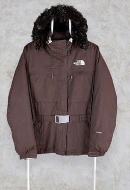 Brown The North Face Hyvent Puffer Jacket Down Fill Ski Belt