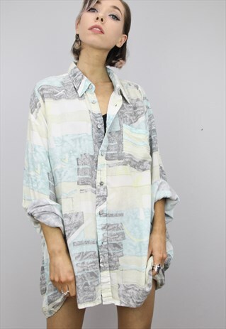 VINTAGE 80S/90S OVERSIZED PATTERNED SHIRT