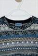 VINTAGE ABSTRACT KENZO KNITTED JUMPER PATTERNED CHUNKY KNIT
