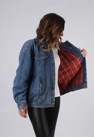 VINTAGE DENIM JACKET LINED OVERSIZED FITTED UK 16 XL (JAEE)