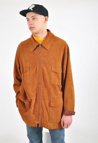 VINTAGE SUEDE LEATHER JACKET IN BROWN