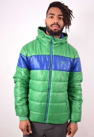 PUMA MENS VINTAGE PADDED JACKET MEDIUM GREEN 90S