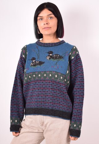 WOOLRICH WOMENS VINTAGE JUMPER SWEATER SMALL MULTI 90S