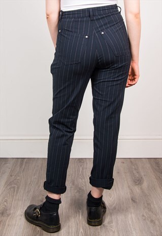 VINTAGE 90'S PINSTRIPE HIGH WAIST JEAN STYLE TROUSERS