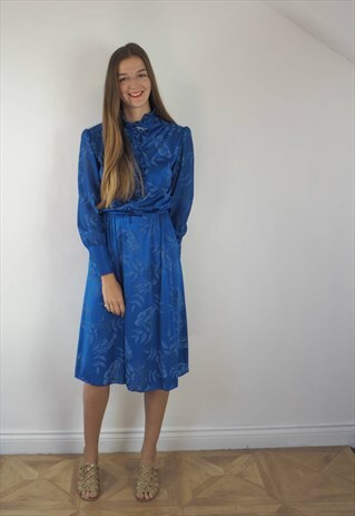 VINTAGE BLUE FRILL DRESS.