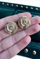 DIOR EARRINGS GOLD TONE DIAMANTE FLOWER DESIGN