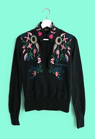 VINTAGE 90'S FORNARINA DEEP V-NECK STITCH EMBROIDERY JUMPER