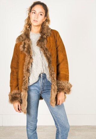 VINTAGE 80S WINTER SHEEPSKIN COAT / R037