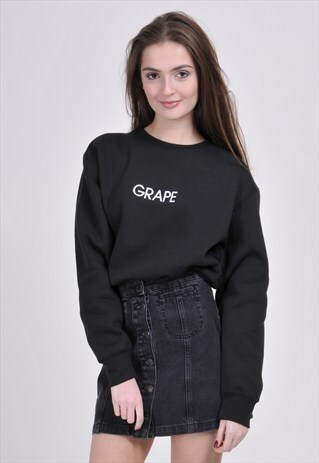 SALE - BLACK GRAPE SWEATSHIRT - EMBROIDERED