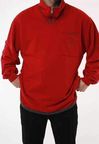 VINTAGE NIKE AIR COTTON 1/4 ZIP TOP JUMPER 14450