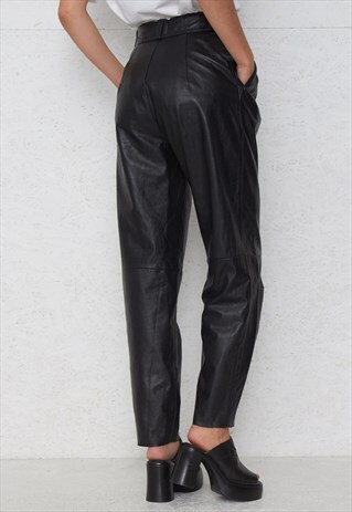 VINTAGE BLACK LEATHER TROUSERS BOTTOMS